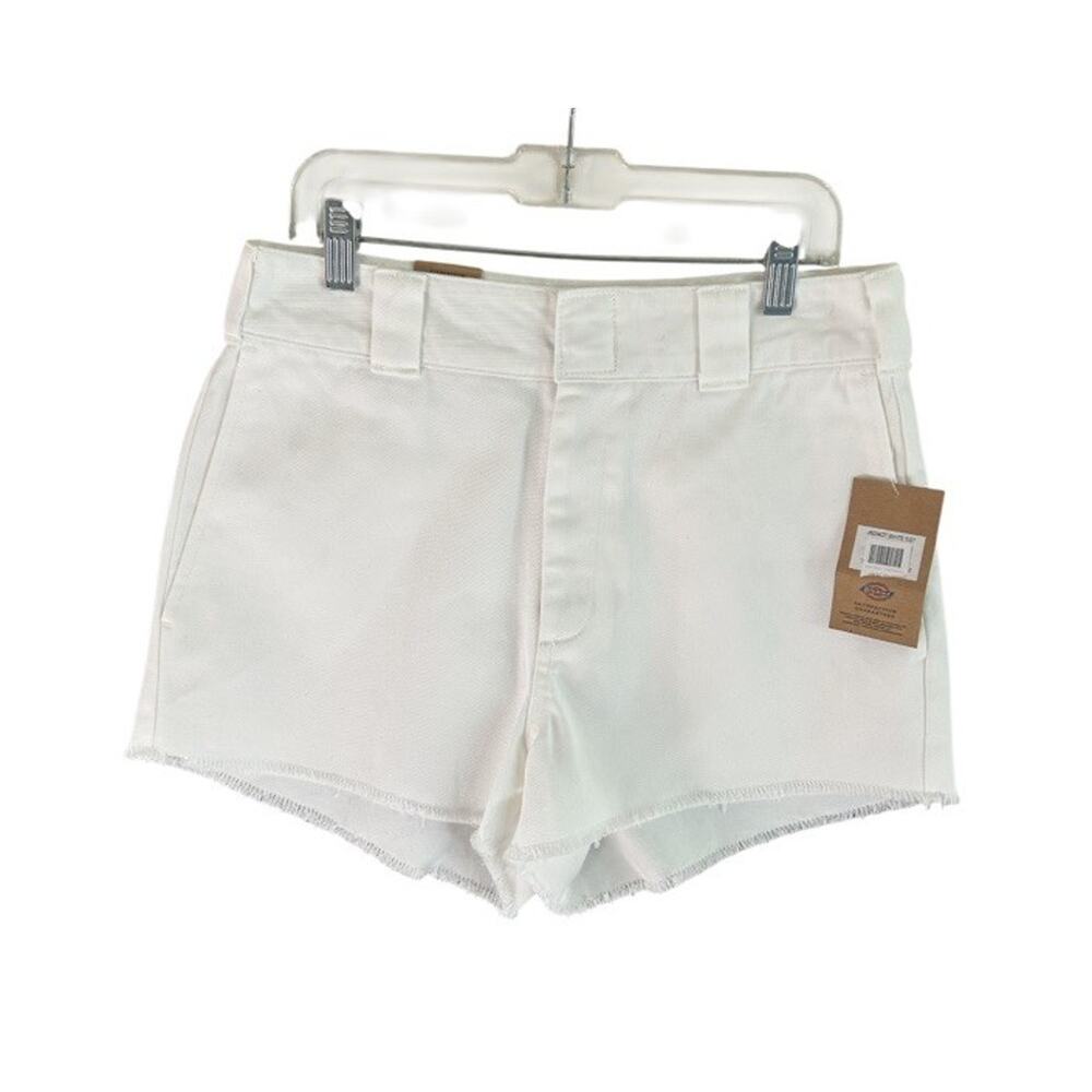 Dickies Carpenter Shorts Womens 5/27 White High Rise Raw Hem NWT